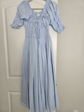 Light Blue Smocked Maxi Dress